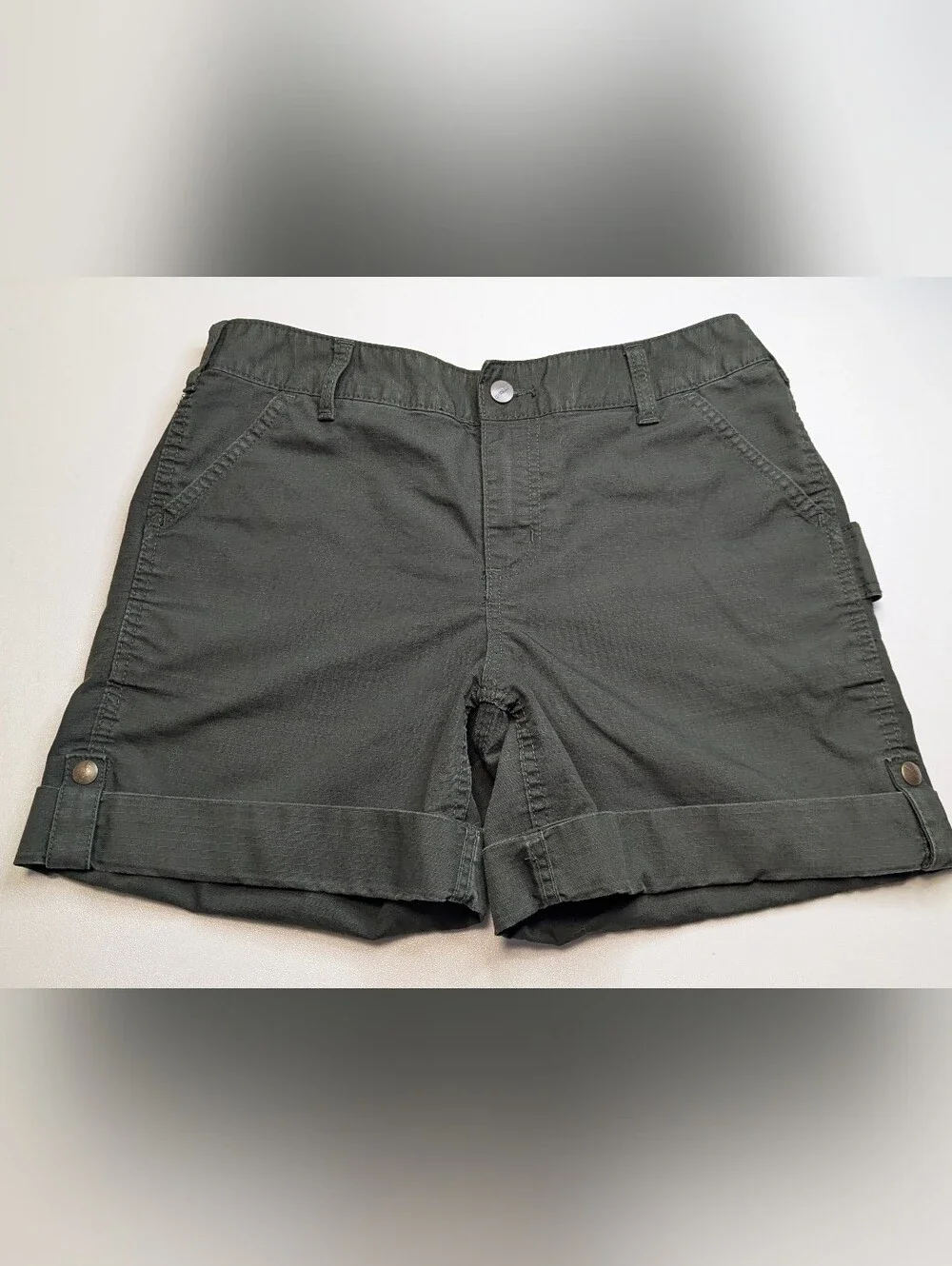 Carhartt Women's Dark Olive Rolled-Hem Utility Shorts